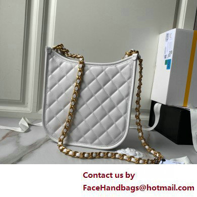 Chanel Calfskin  &  Gold-Tone Metal Hobo Handbag AS4532 White 2025